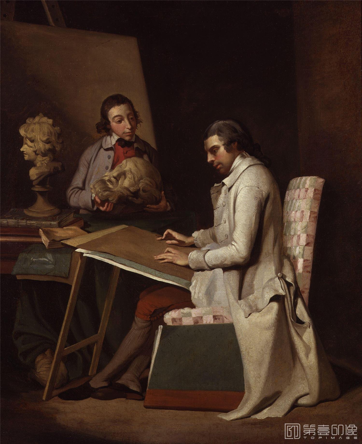 油画-国家肖像艺术博物馆-John Hamilton Mortimer with a student by John Hamilton Mortimer-0662